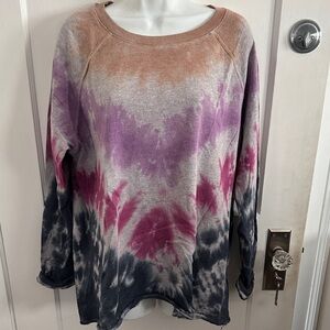 Maurices Multi-Color Tie-Dye Long Sleeve Sweatshirt in Pink, Purple, Black, Tan